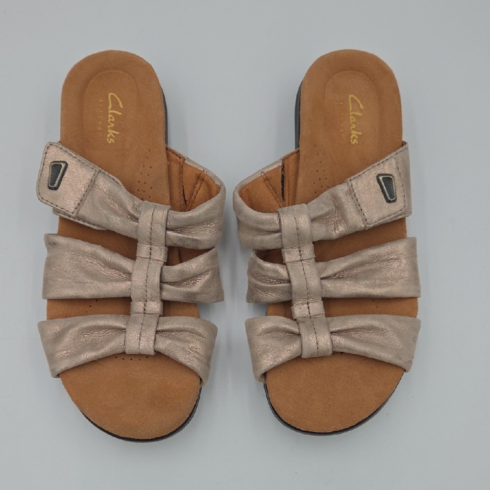 Clarks Kitly Slide Metallic Strappy Sandal